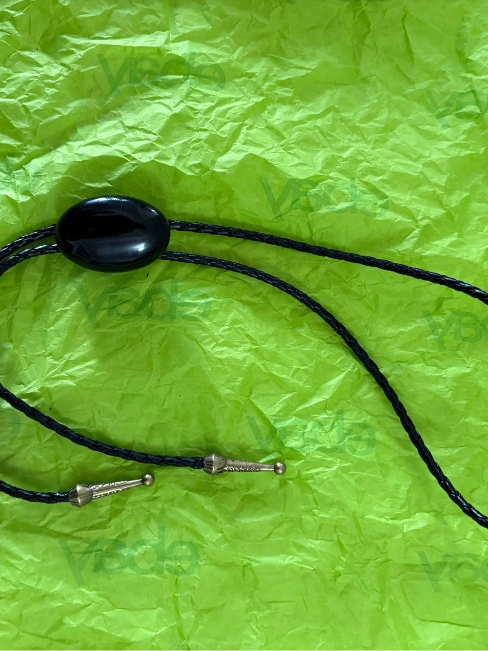 Black Oval Statement Pendant Bolo Tie